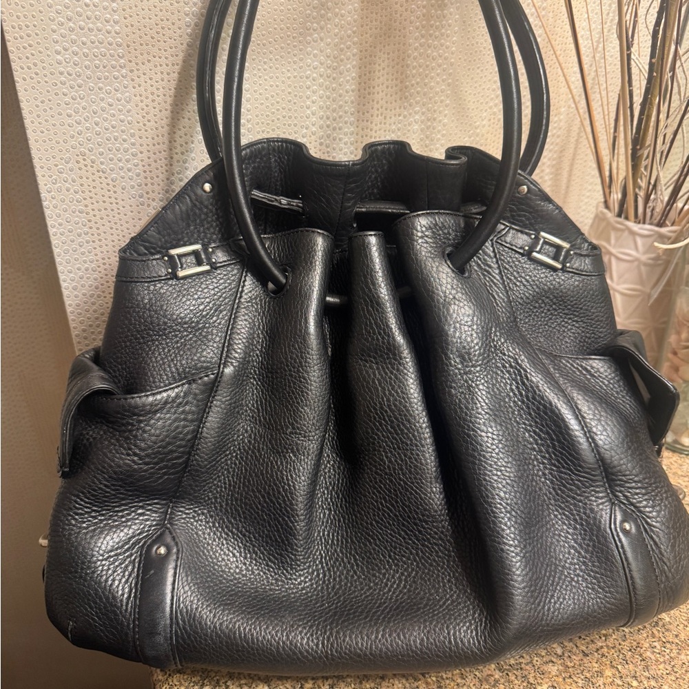 Cole Haa Elegant Black Leather‎ Hobo Bag